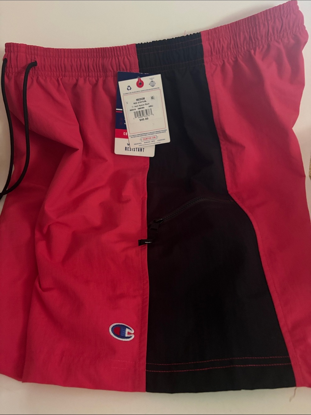 Champion Coral Red and Black Hybrid Shorts
